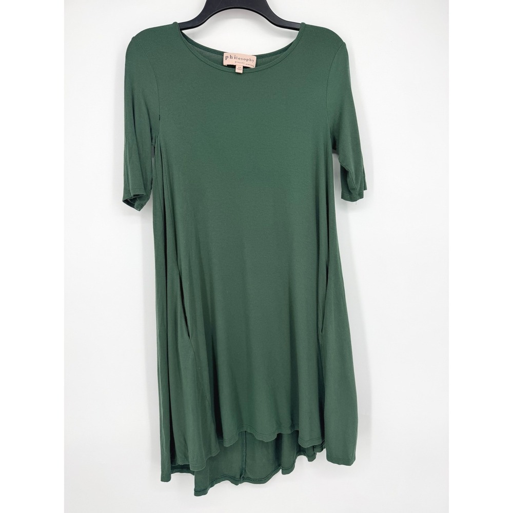 Philosophy Republic Clothing Green Swing Dress XS Short Sleeve Pockets